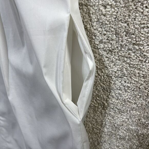 BCBGMAXAZRIA Dress NWOT Women‎ 8 White Collared Sleeveless Sheath Cotton Stretch - Picture 6 of 9